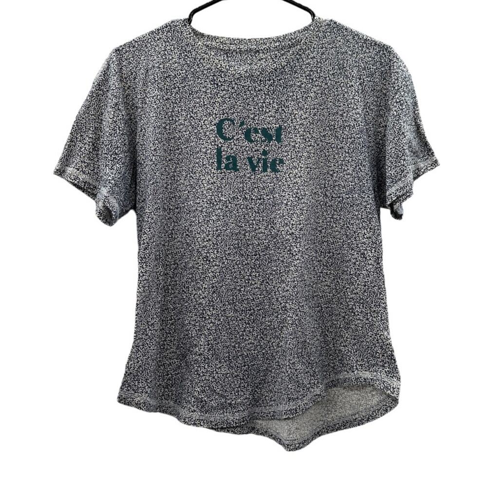 Anthropologie Saturday Sunday Blue & White Floral Print C’est La Vie Shirt Sz XS